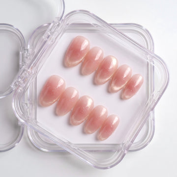 Minimalist Shimmering Rose Cat-Eye Press-On Nails (24 Pcs)