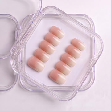Blush Pink Ombre Glossy Short Oval Press-On Nails (24 Pcs)