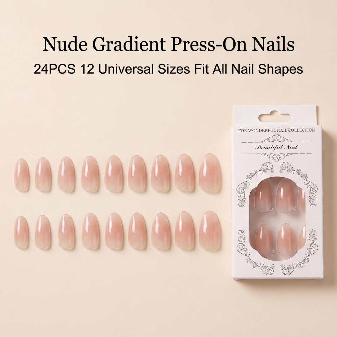 Minimalist Jelly Translucent Blush Ombre Press-On Nails (24 Pcs)