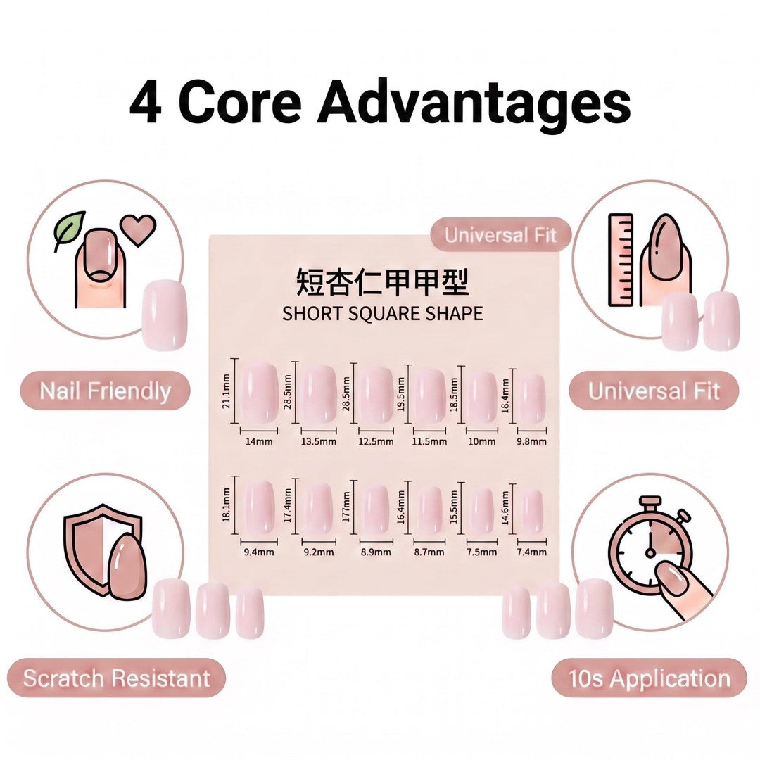 Soft Milky Pink Glossy Short Oval Press-On Nails (24 Pcs)