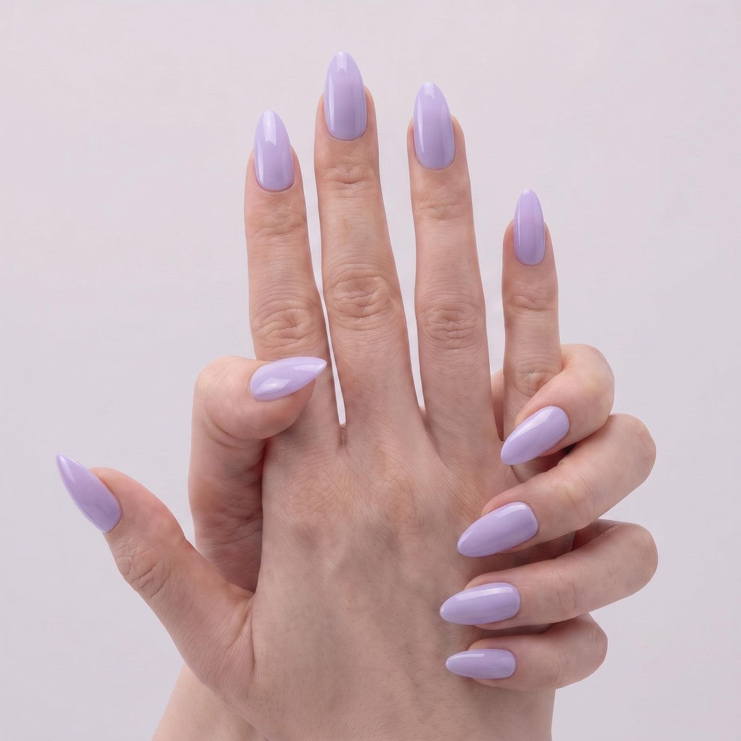 Minimalist Lavender Purple Glossy Press-On Nails (24 Pcs)