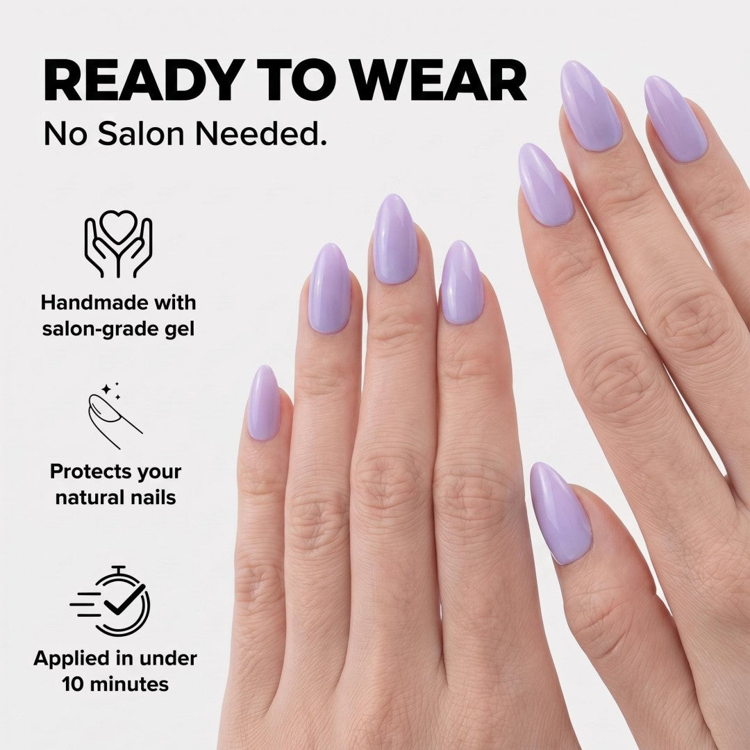 Minimalist Lavender Purple Glossy Press-On Nails (24 Pcs)