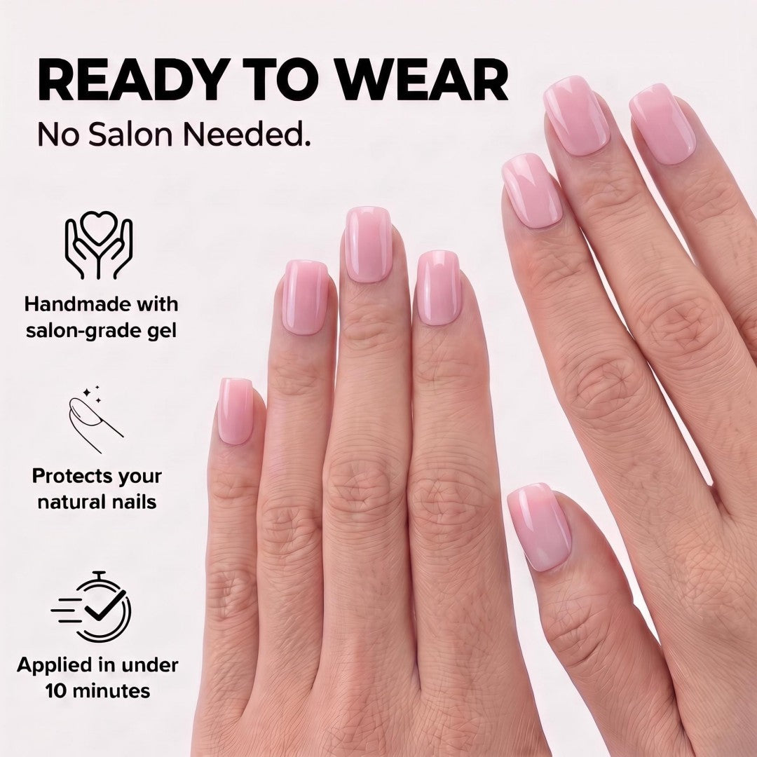 Soft Milky Pink Glossy Short Oval Press-On Nails (24 Pcs)