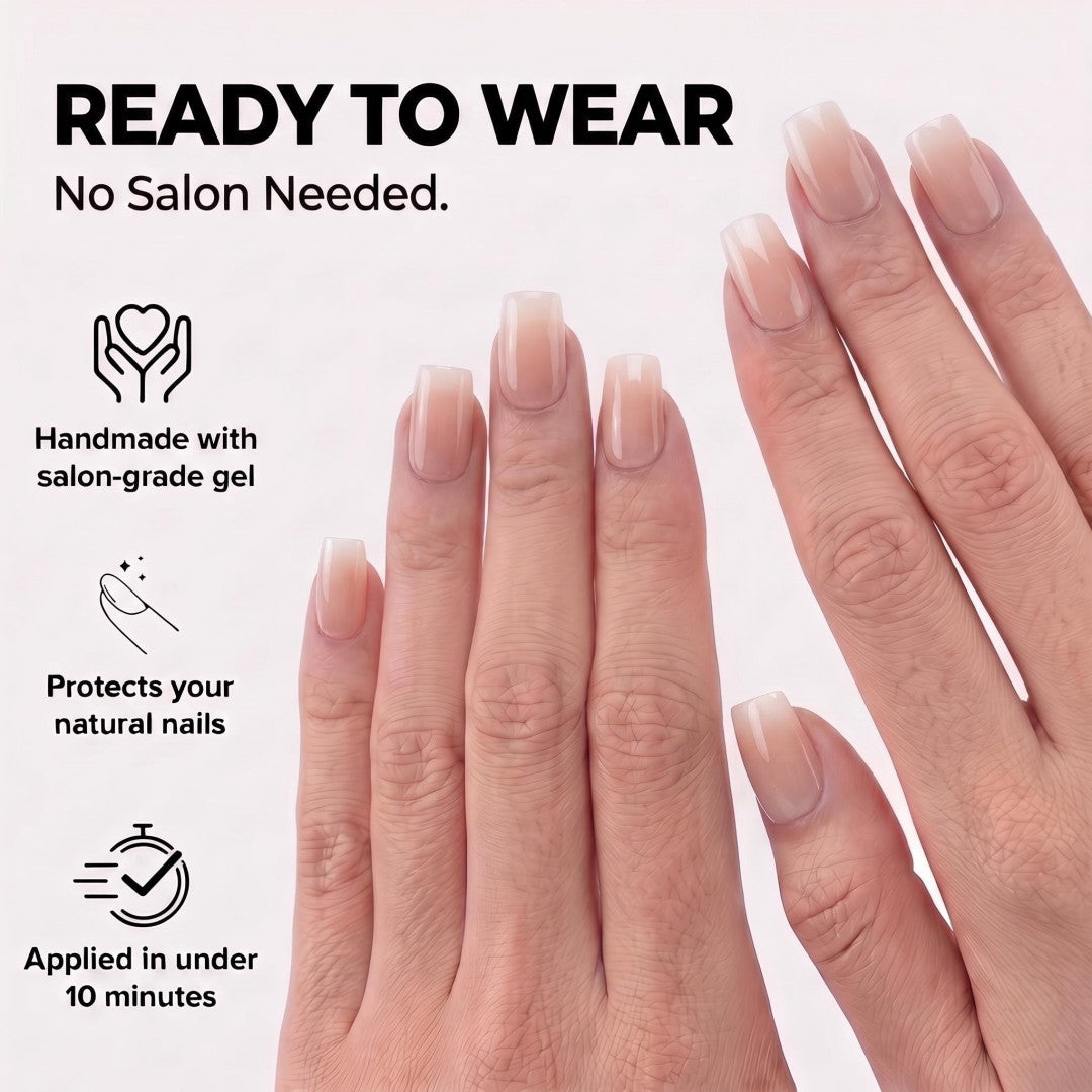 Blush Pink Ombre Glossy Short Oval Press-On Nails (24 Pcs)