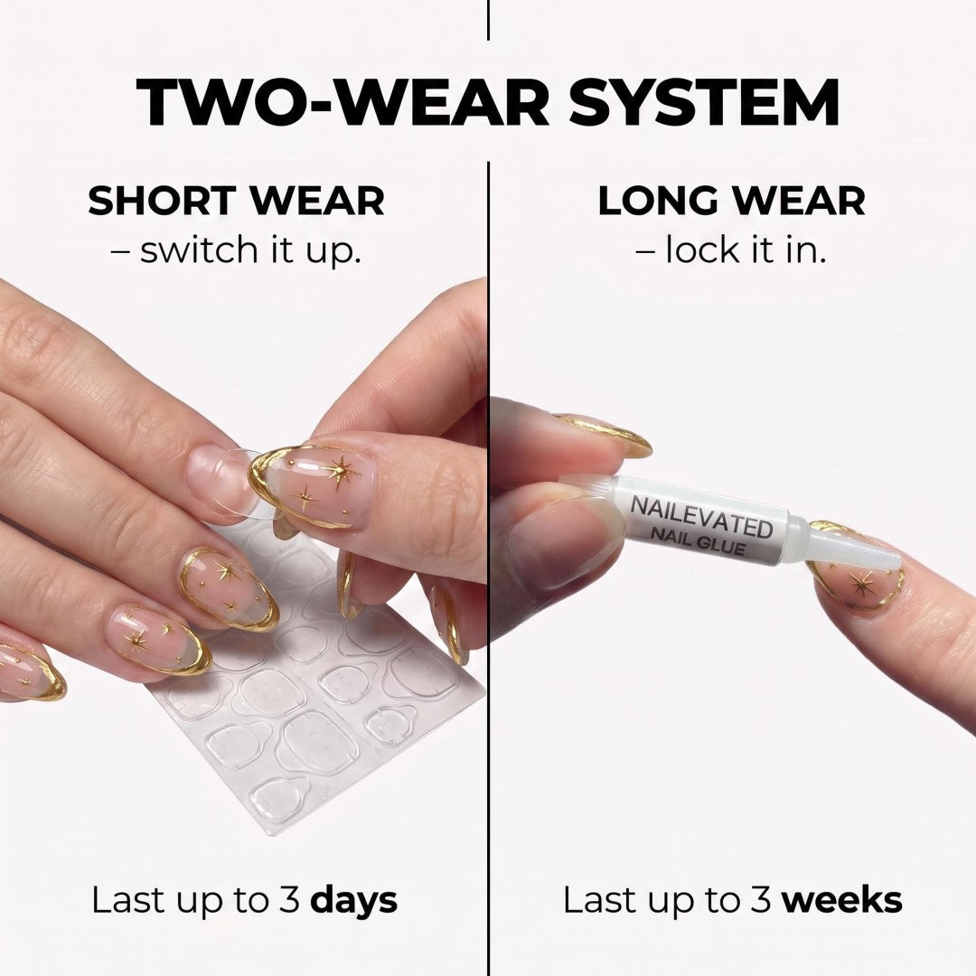Luxury Metallic Gold French & Starburst Press-On Nails (24 Pcs)