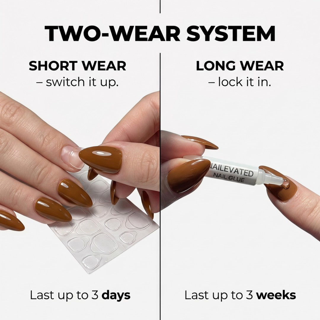 Minimalist Warm Caramel Brown Glossy Press-On Nails (24 Pcs)