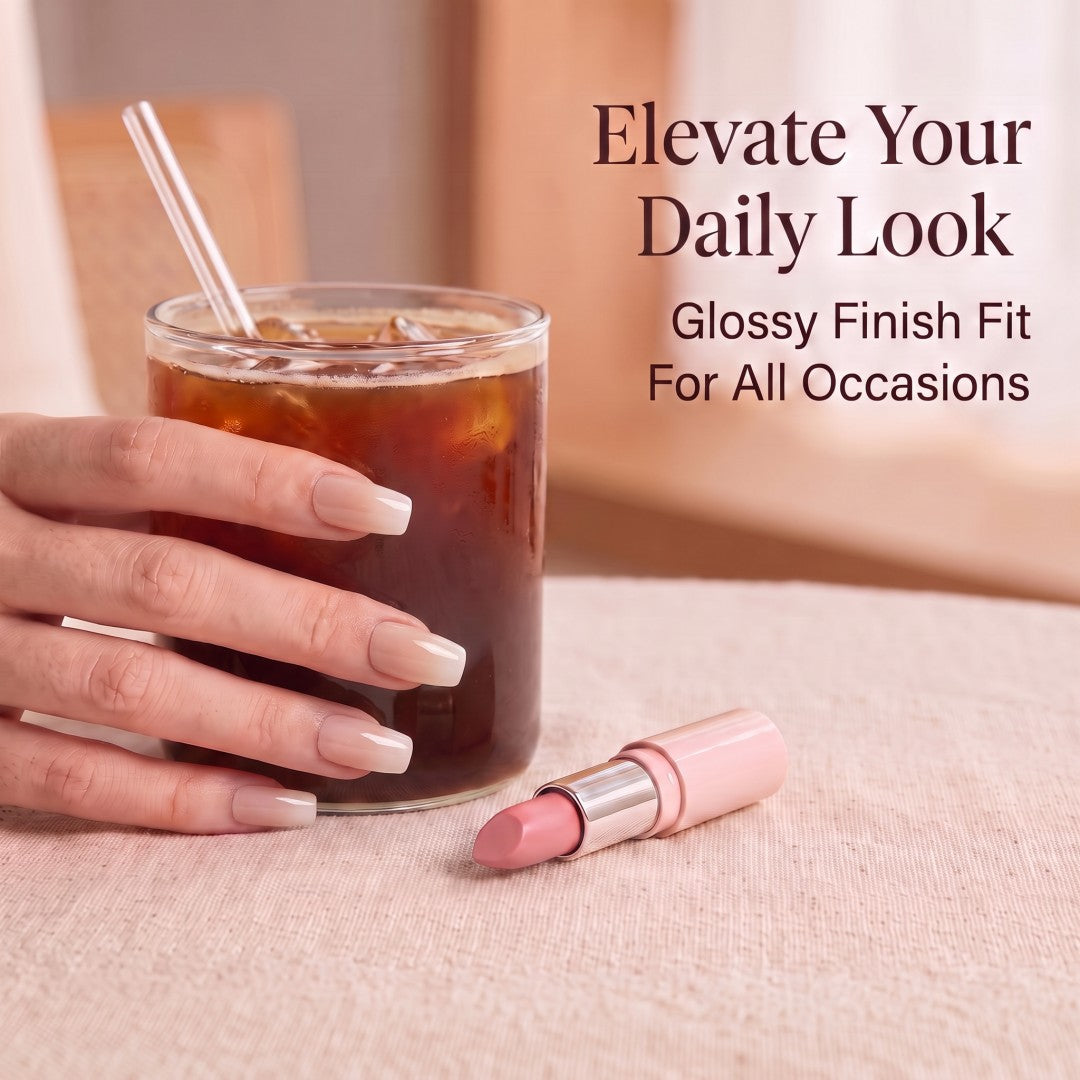Blush Pink Ombre Glossy Short Oval Press-On Nails (24 Pcs)