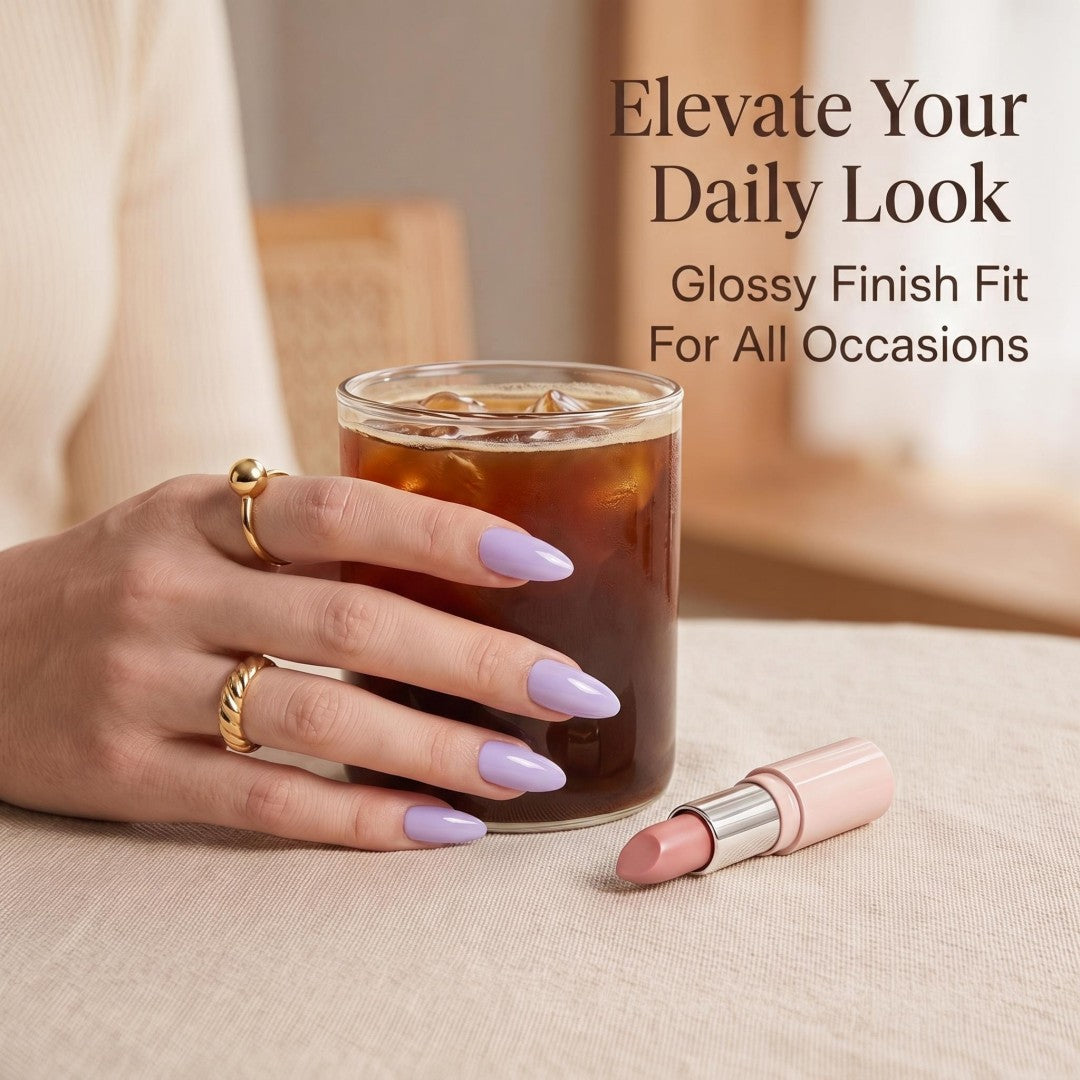 Minimalist Lavender Purple Glossy Press-On Nails (24 Pcs)